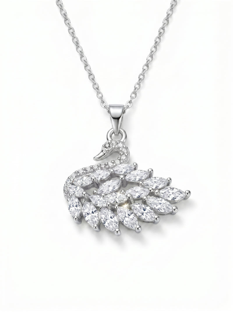 Graceful Swan Crystal Necklace (CLEAR)