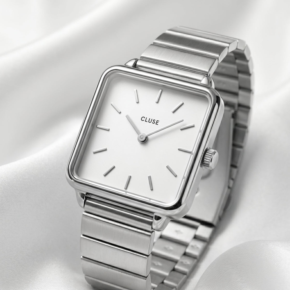 CLUSE La Tétragone – Silver Square Watch - Naggat Silver