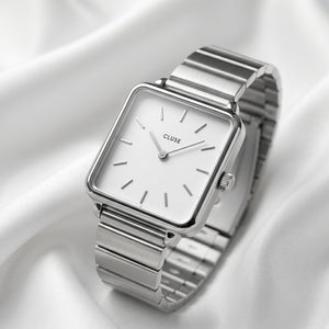 CLUSE La Tétragone – Silver Square Watch - Naggat Silver