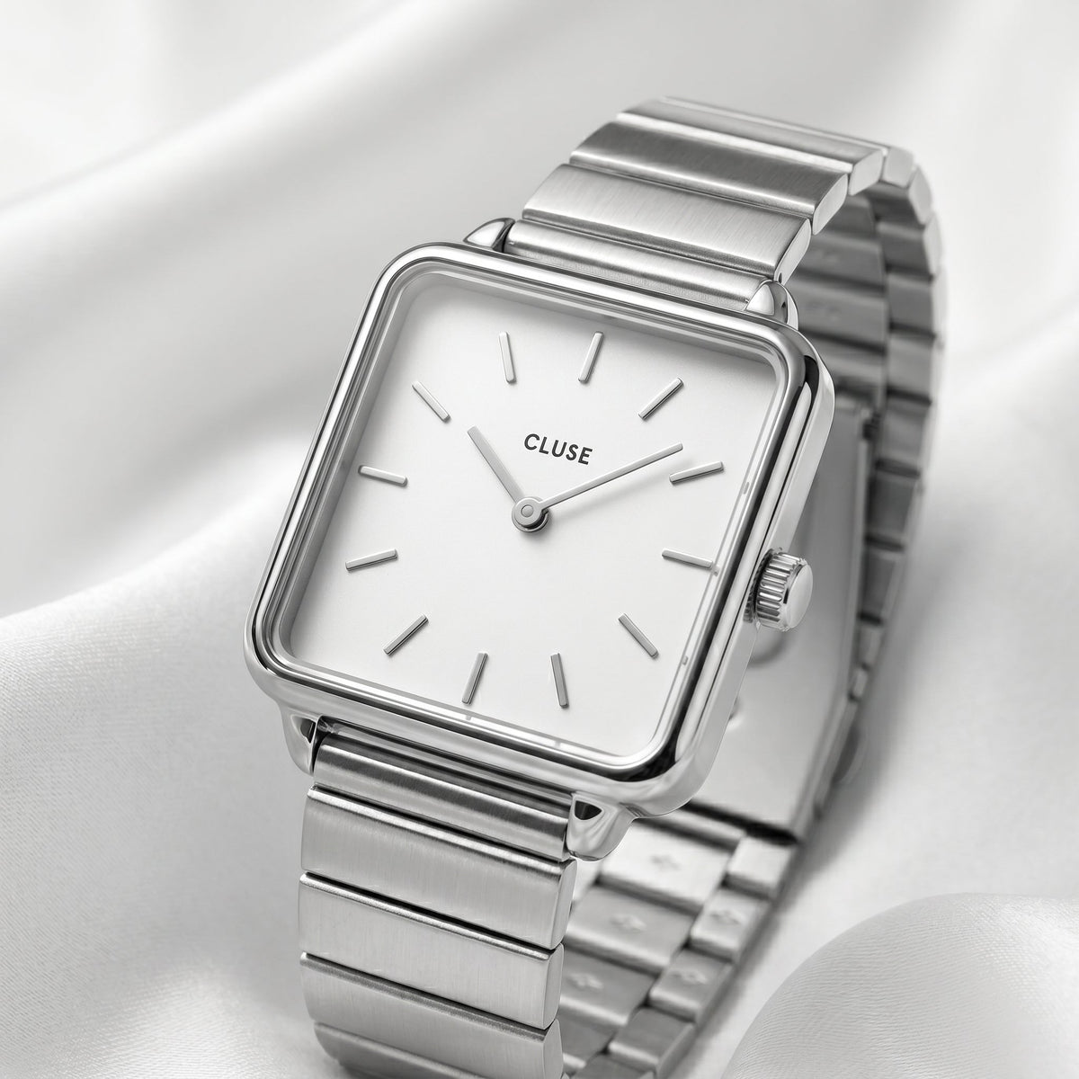 CLUSE La Tétragone – Silver Square Watch - Naggat Silver