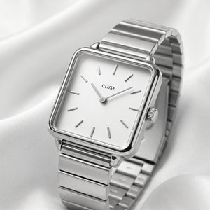 CLUSE La Tétragone – Silver Square Watch - Naggat Silver