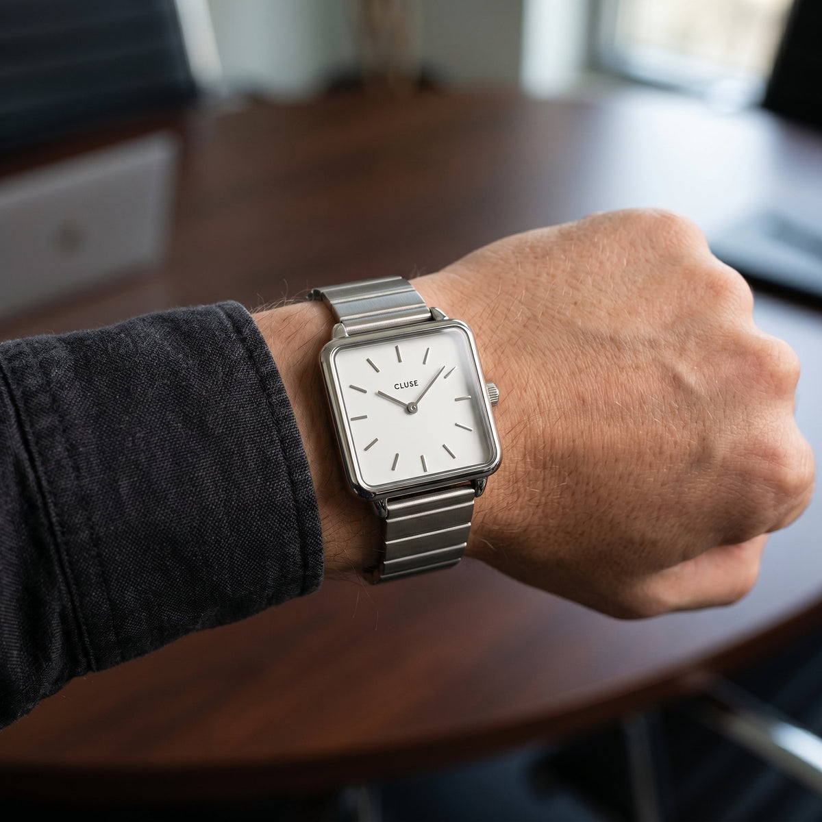 CLUSE La Tétragone – Silver Square Watch - Naggat Silver
