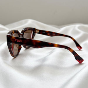 Fendi Geometric Tortoiseshell Sunglasses – Red Accents - Naggat Silver