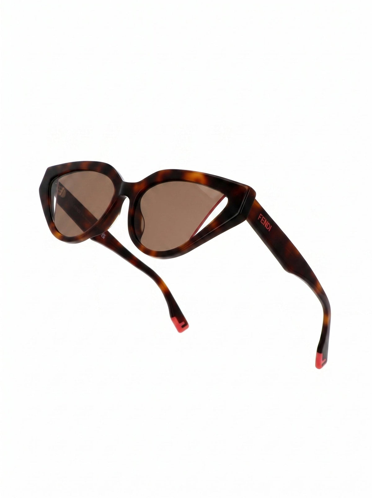 Fendi Geometric Tortoiseshell Sunglasses – Red Accents - Naggat Silver