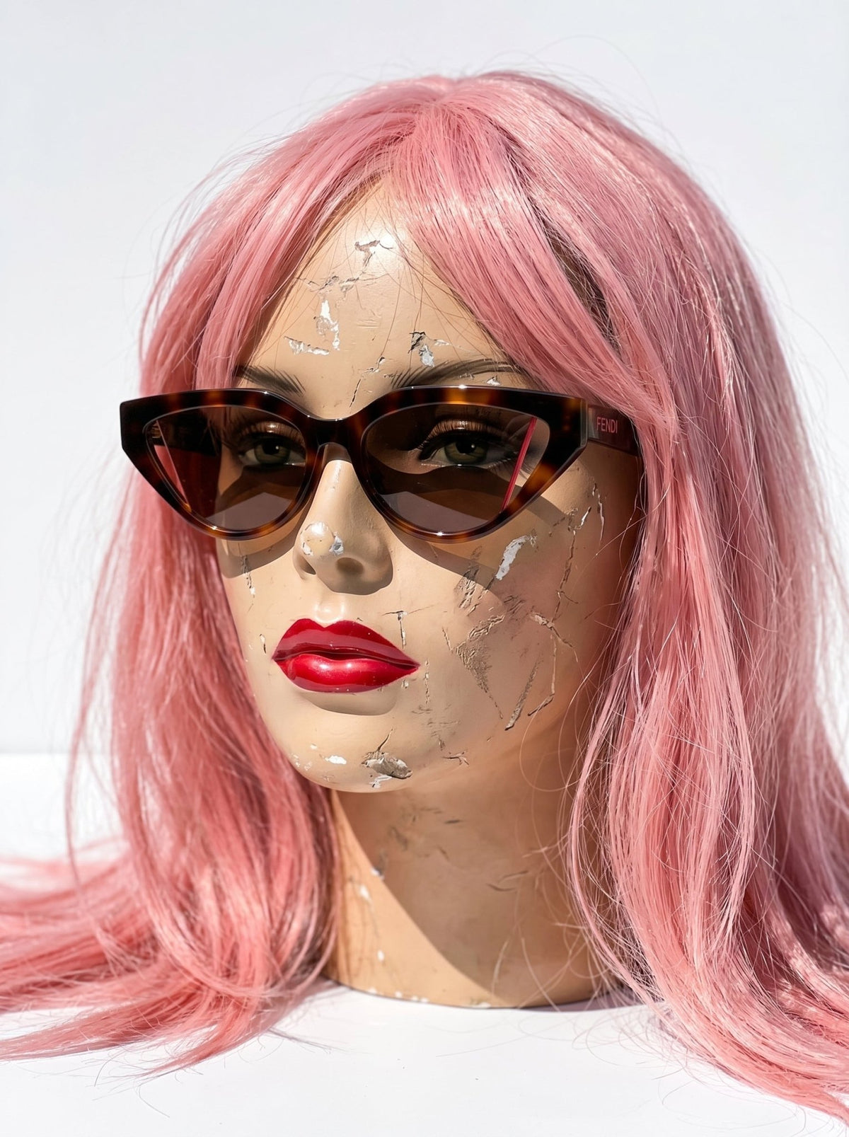 Fendi Geometric Tortoiseshell Sunglasses – Red Accents - Naggat Silver