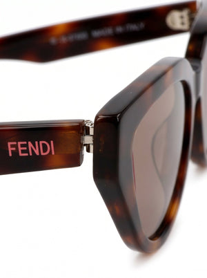 Fendi Geometric Tortoiseshell Sunglasses – Red Accents - Naggat Silver