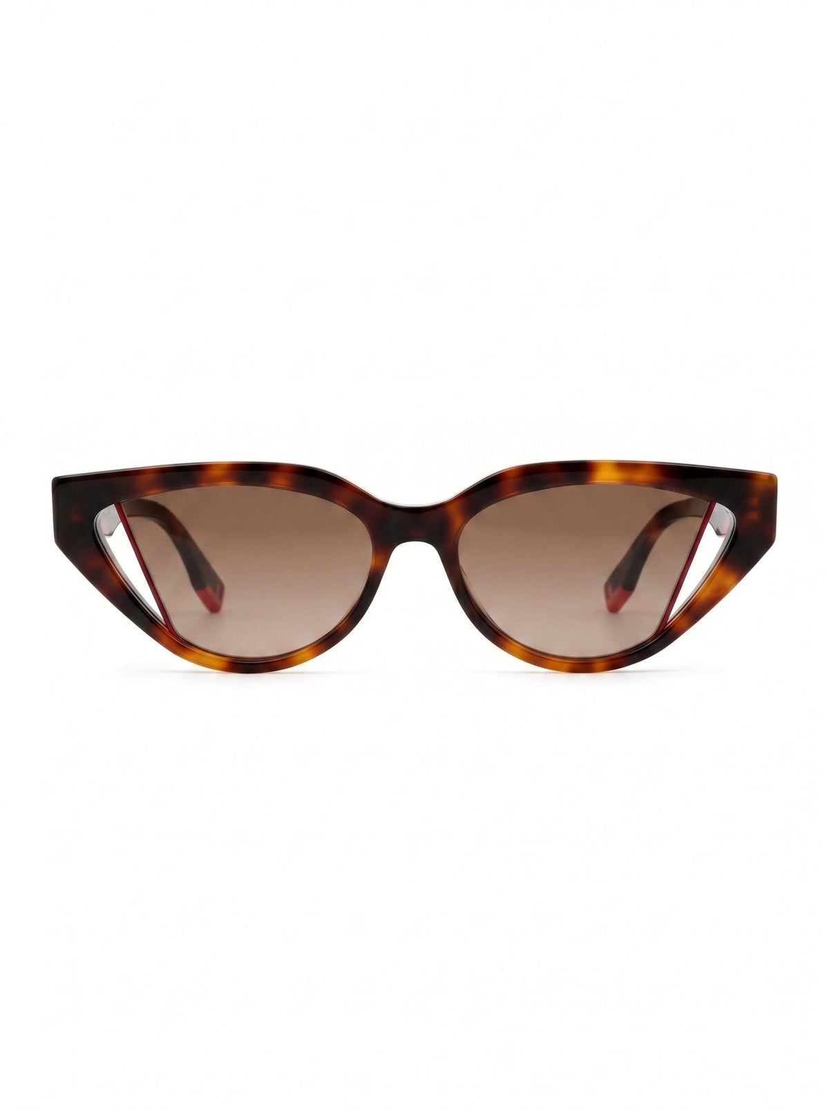 Fendi Geometric Tortoiseshell Sunglasses – Red Accents - Naggat Silver