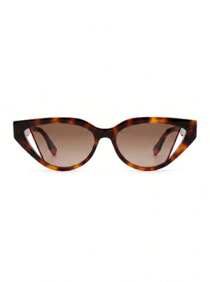 Fendi Geometric Tortoiseshell Sunglasses – Red Accents - Naggat Silver