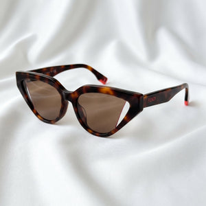 Fendi Geometric Tortoiseshell Sunglasses – Red Accents - Naggat Silver