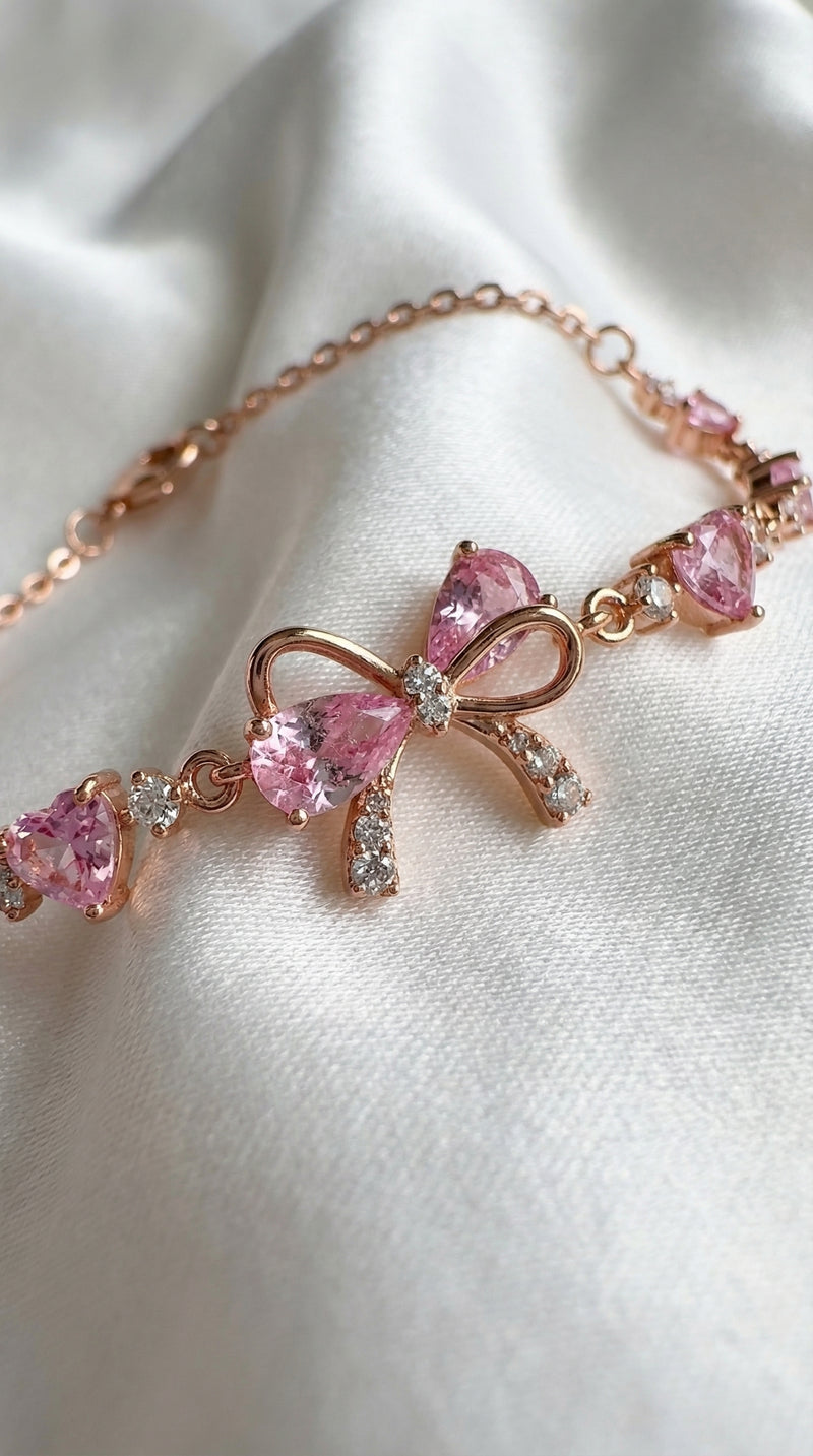 Pink Bow Bracelet – Elegant Jewelry (ROSE GOLD)