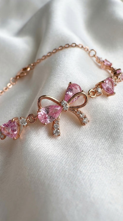 Pink Bow Bracelet – Elegant Jewelry (ROSE GOLD)