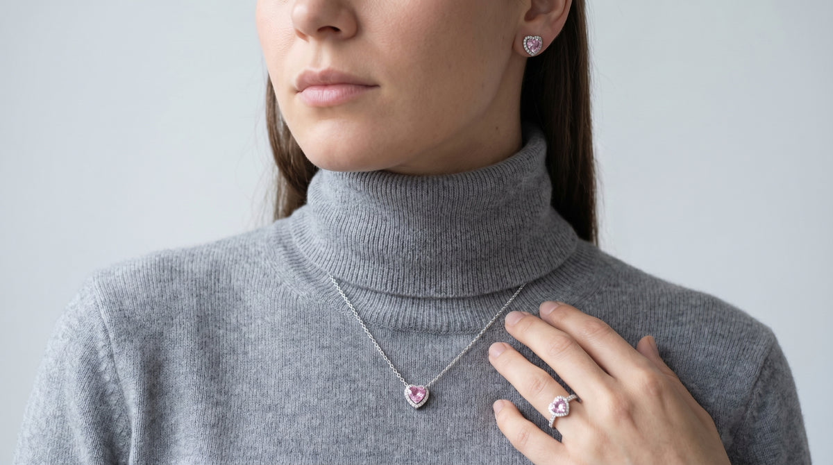 Pandora Pink Heart Set jewelry set in pink by Naggat Silver – view 2