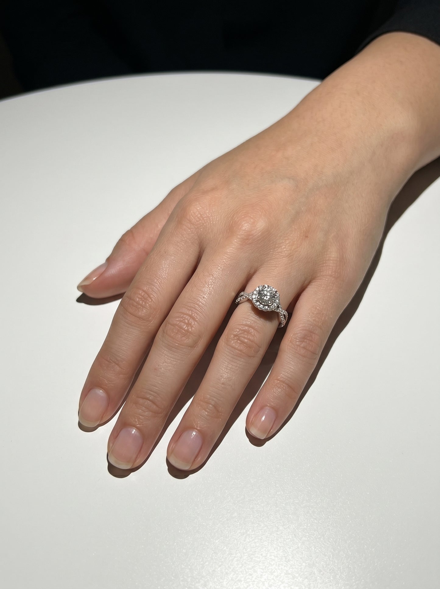 Round Diamond Prong Set Halo Twist