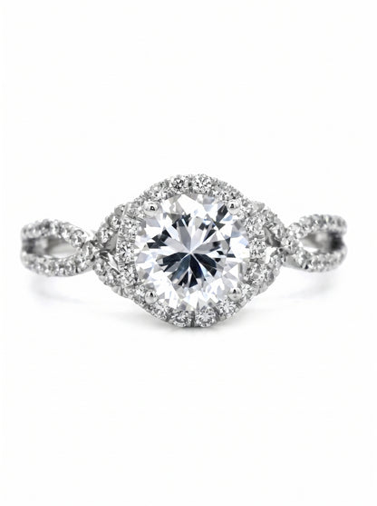 Round Diamond Prong Set Halo Twist