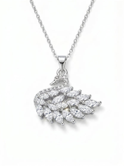 Graceful Swan Crystal Necklace - Naggat Silver