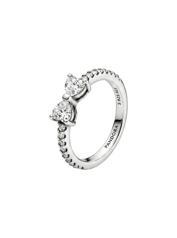 Pandora Pink Bow Sparkling Ring For Her (WHITE)