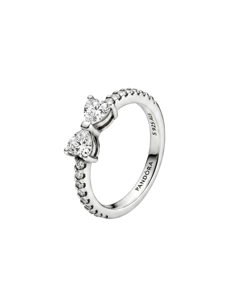 Pandora Pink Bow Sparkling Ring For Her (WHITE)