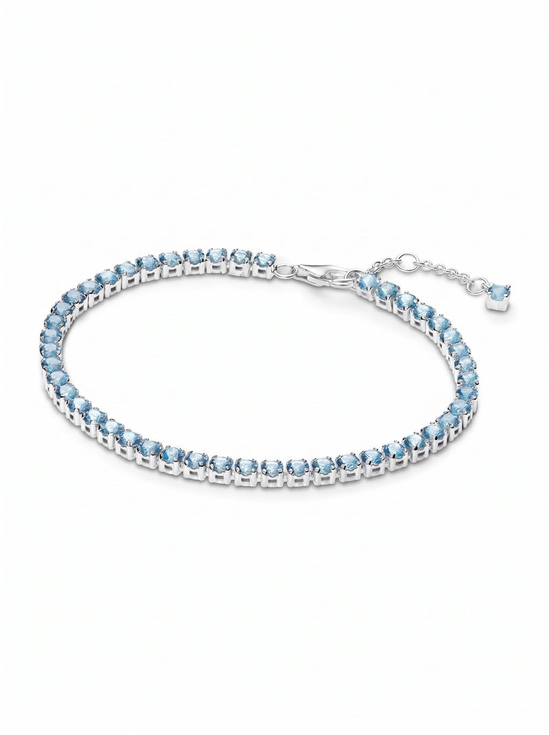 Pandora Sparkling Light Blue Tennis Bracelet Naggat Silver