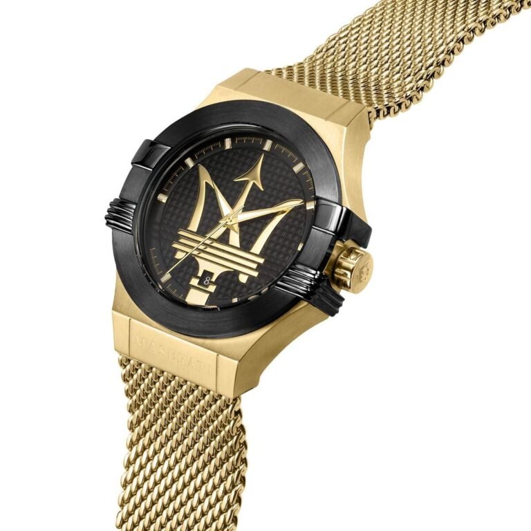 Maserati Potenza – Black Dial & Gold Mesh Strap - Naggat Silver