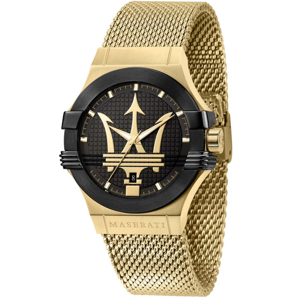 Maserati Potenza – Black Dial & Gold Mesh Strap - Naggat Silver