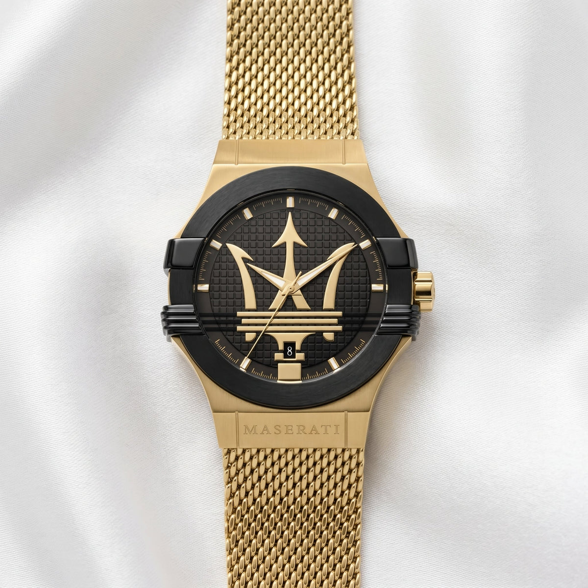 Maserati Potenza – Black Dial & Gold Mesh Strap - Naggat Silver