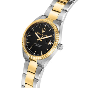 Maserati Tradizione Two-Tone – Black Dial & Fluted Bezel - Naggat Silver
