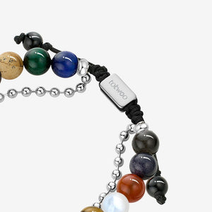 Moon&Star Touch Bracelets with Matching Beads (13 Types of Natural Beads+Black) - Naggat Silver