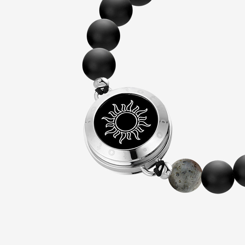Moon&Star Touch Bracelets with Matching Beads (13 Types of Natural Beads+Black) - Naggat Silver