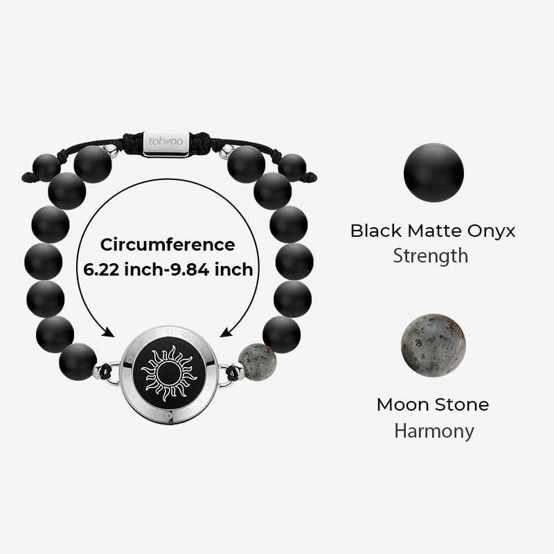 Moon&Star Touch Bracelets with Matching Beads (13 Types of Natural Beads+Black) - Naggat Silver