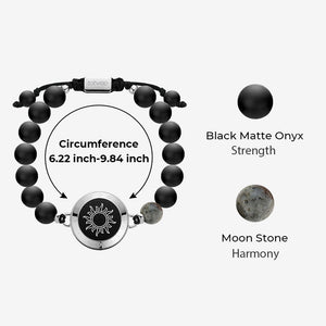 Moon&Star Touch Bracelets with Matching Beads (13 Types of Natural Beads+Black) - Naggat Silver