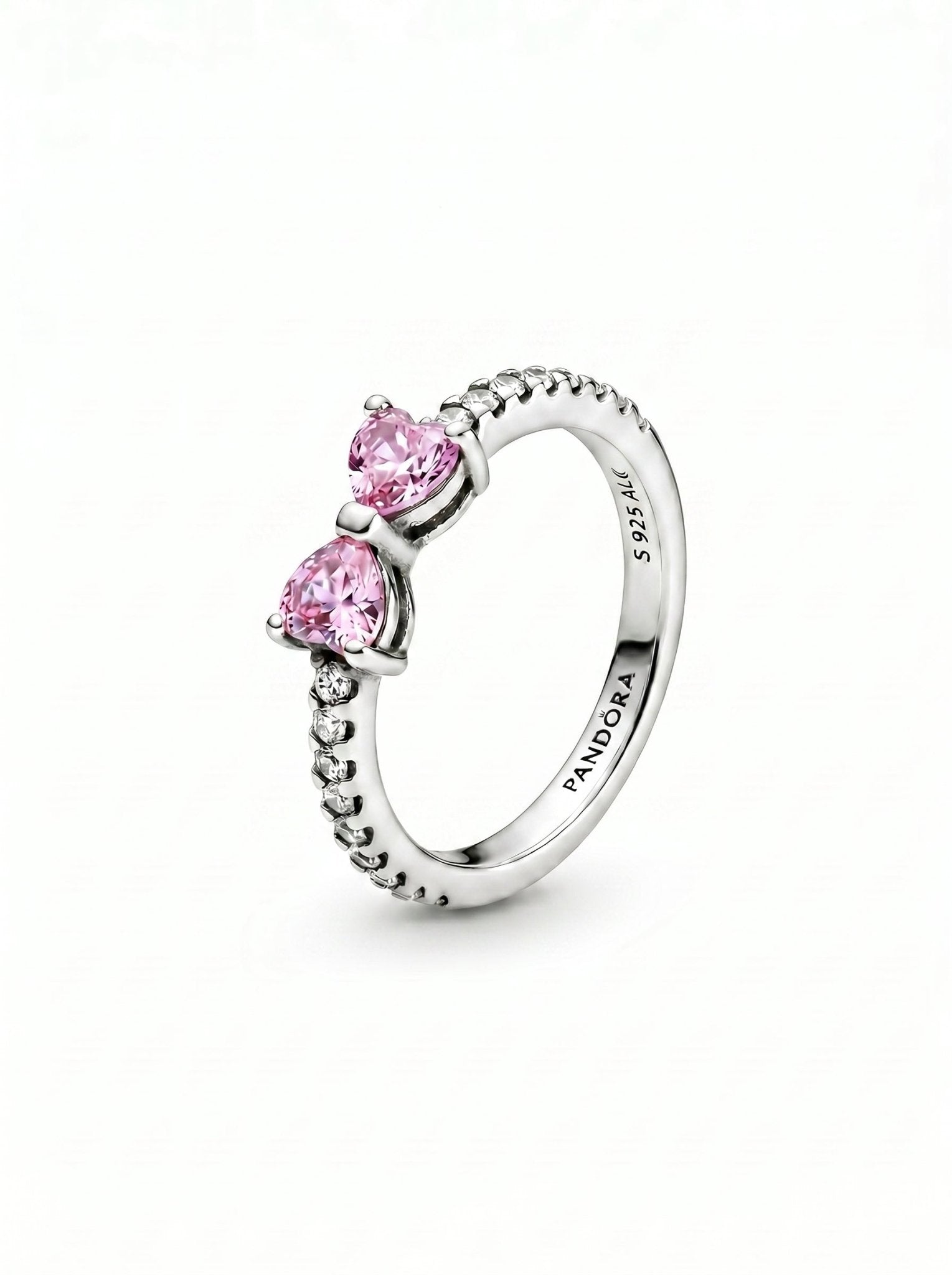Pandora Pink Bow Sparkling Ring For Her (WHITE) - Naggat Silver