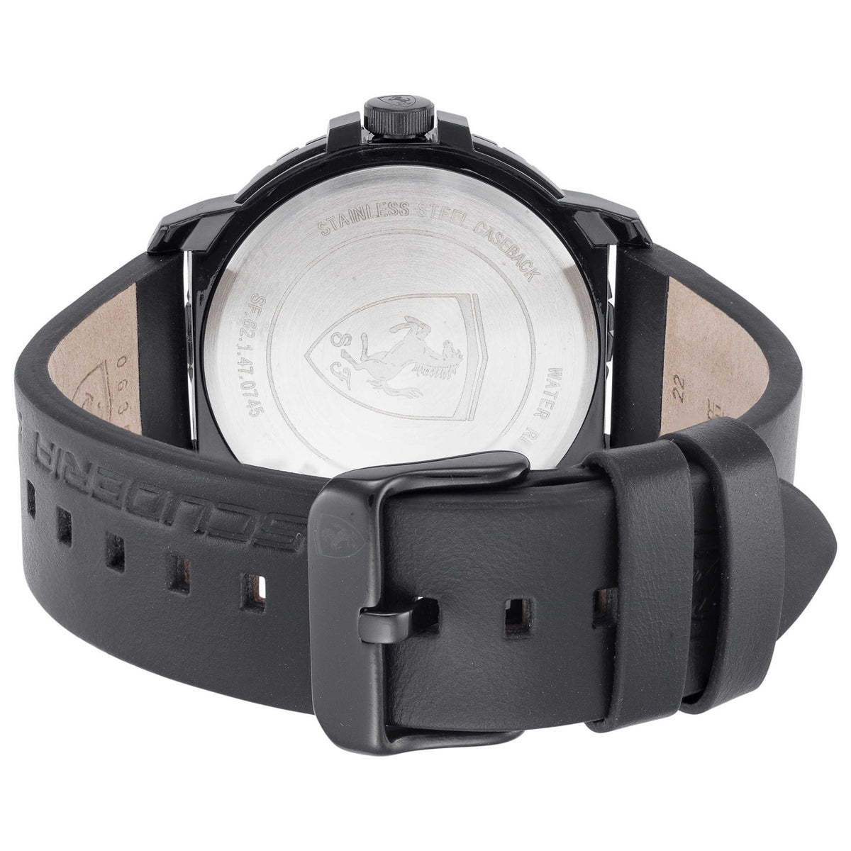Scuderia Ferrari All-Black Racing Watch – Silicone/Leather Hybrid Strap - Naggat Silver
