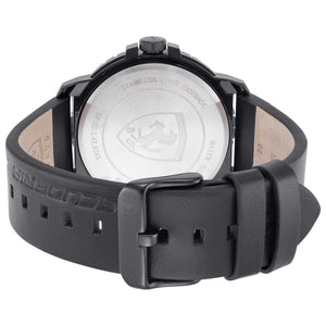Scuderia Ferrari All-Black Racing Watch – Silicone/Leather Hybrid Strap - Naggat Silver