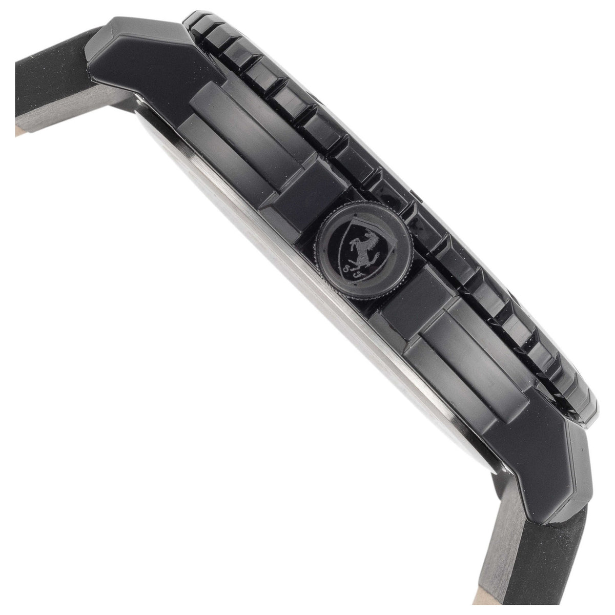 Scuderia Ferrari All-Black Racing Watch – Silicone/Leather Hybrid Strap - Naggat Silver
