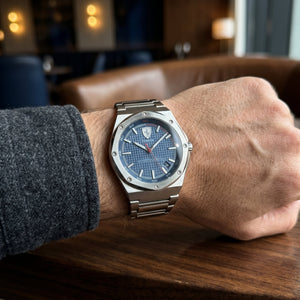 Scuderia Ferrari Aspire – Blue Textured Dial & Stainless Steel Bracelet - Naggat Silver