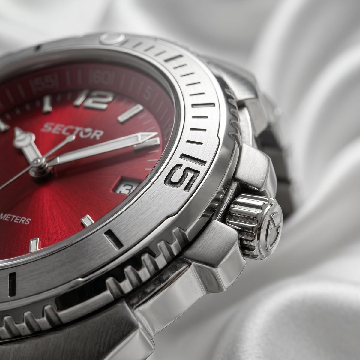 Sector 240 Sport Watch – Red Dial & Stainless Steel Bracelet - Naggat Silver