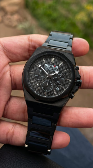 Sector 960 Chronograph – All-Black Stainless Steel Watch - Naggat Silver