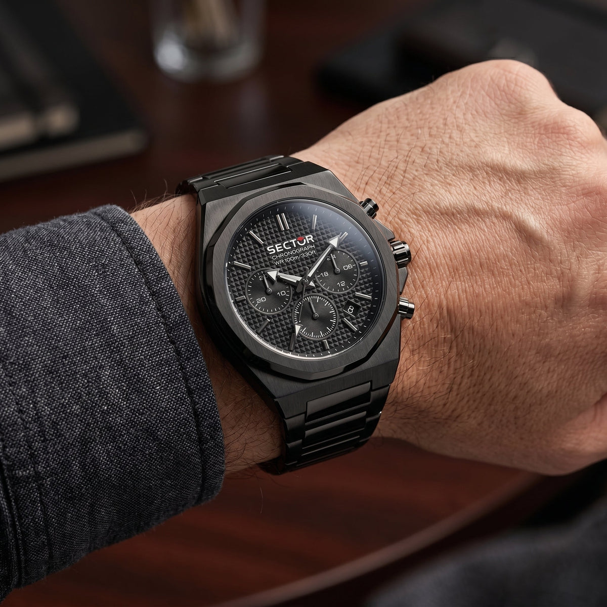 Sector 960 Chronograph – All-Black Stainless Steel Watch - Naggat Silver