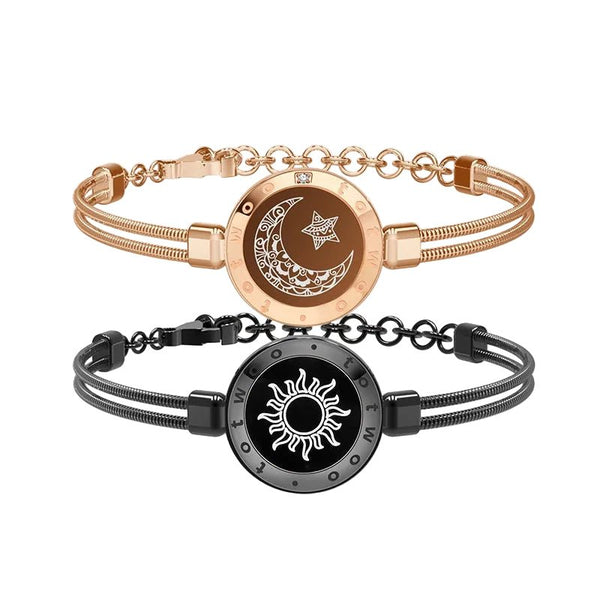 Sun & Moon Touch Bracelets with Snake Chain - Naggat Silver