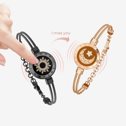 Sun & Moon Touch Bracelets with Snake Chain - Naggat Silver