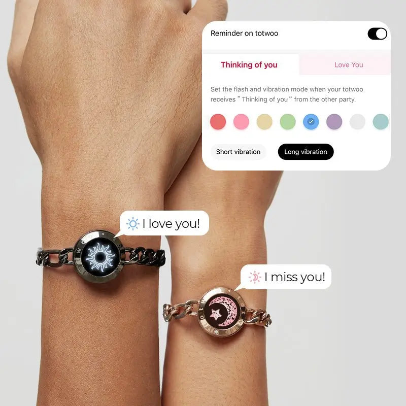 Totwoo Love Sun & Moon Snake Chain Touch Bracelets (Black+Gold) - Naggat Silver