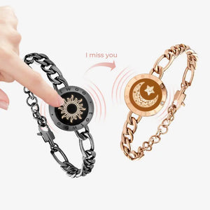 Totwoo Love Sun & Moon Snake Chain Touch Bracelets (Black+Gold) - Naggat Silver