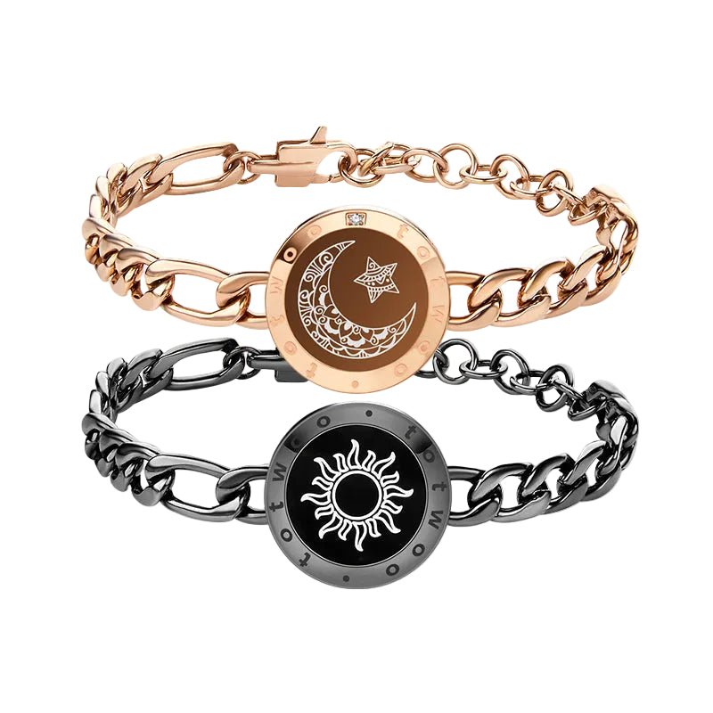 Totwoo Love Sun & Moon Snake Chain Touch Bracelets (Black+Gold) - Naggat Silver