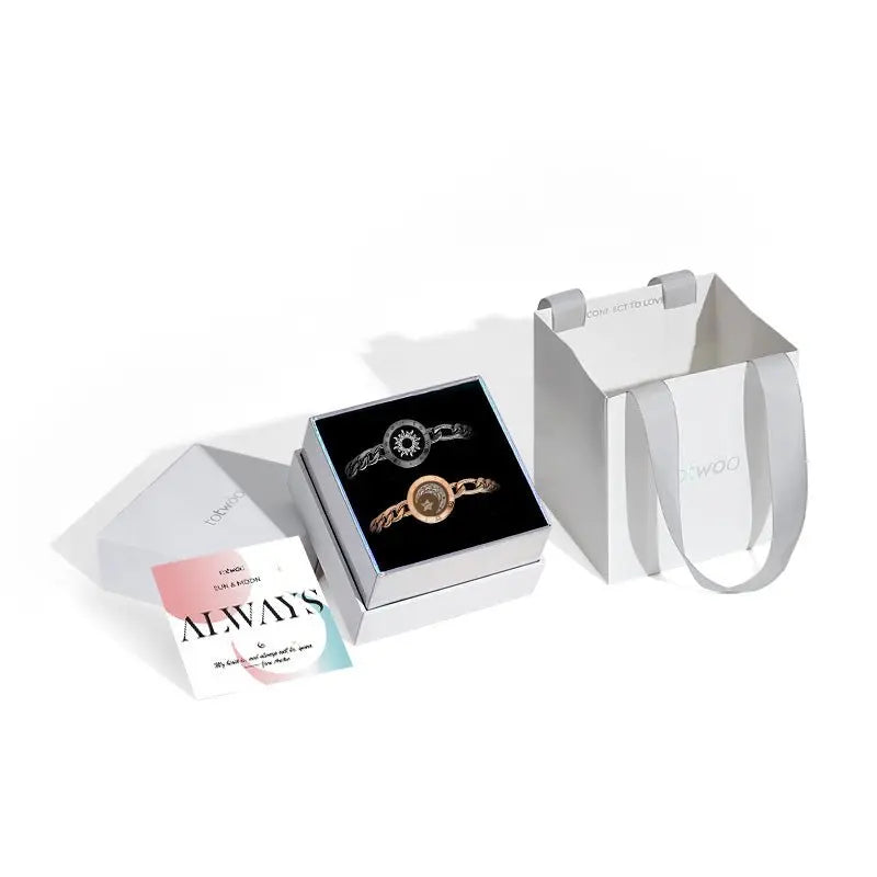 Totwoo Love Sun & Moon Snake Chain Touch Bracelets (Black+Gold) - Naggat Silver