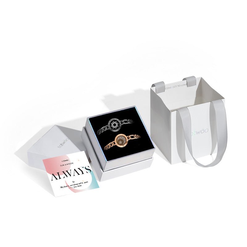 Totwoo Love Sun & Moon Snake Chain Touch Bracelets (Black+Gold) - Naggat Silver