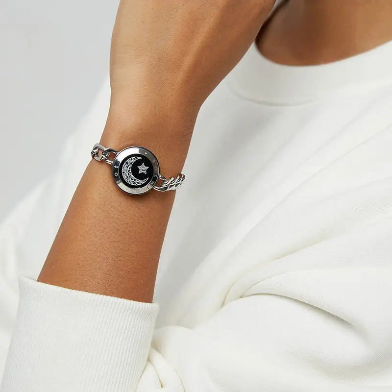 Totwoo Love Sun & Moon Snake Chain Touch Bracelets (Black+Gold) - Naggat Silver