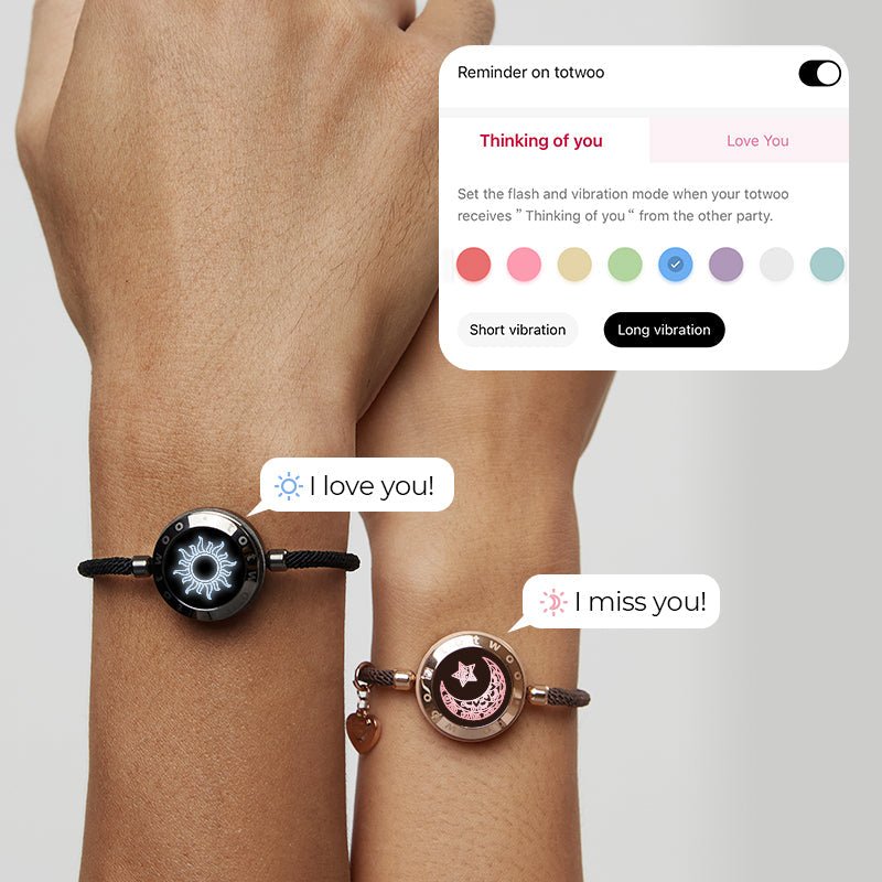 Totwoo Love Sun & Moon Touch Bracelets (Black+Brown) - Naggat Silver