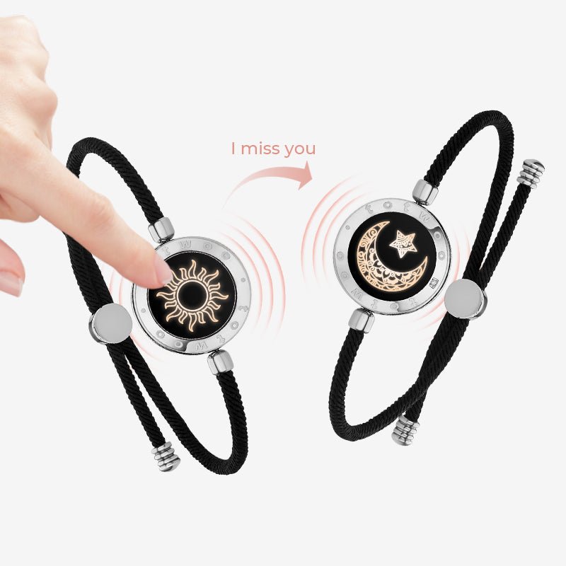 Totwoo Love Sun & Moon Touch Bracelets (Black+Brown) - Naggat Silver