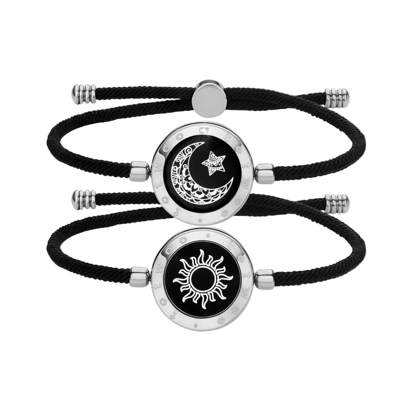 Totwoo Love Sun & Moon Touch Bracelets (Black+Brown) - Naggat Silver