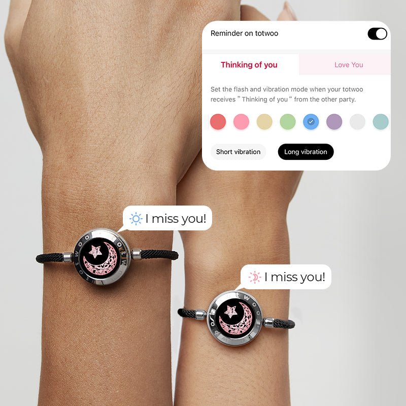 Totwoo Love Sun & Moon Touch Bracelets (Black+Brown) - Naggat Silver